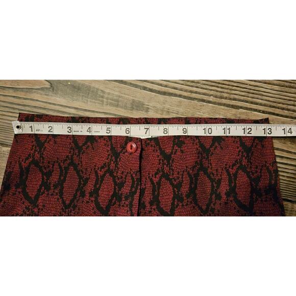 VTG Y2K Pants Womens Small 40 Red Black Python Print Mid Rise Boot Cut Stretch - Picture 11 of 13